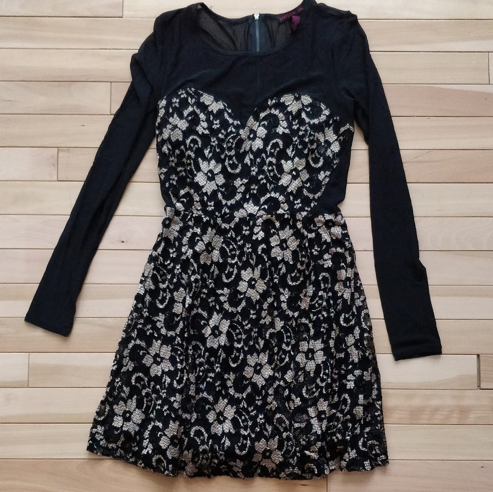Holiday Lace & Gold Party Dress